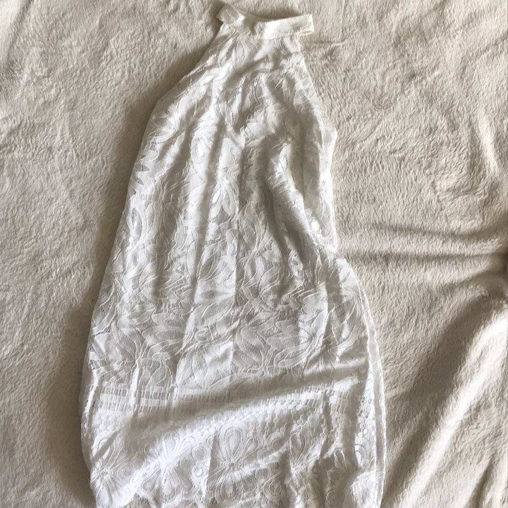 White lace halter top dress